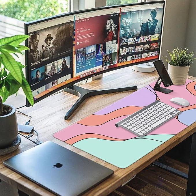 iCasso Desk Mat, XXL Large Mouse Pad with Stitched Edges, Anti-Slip Big Mousepad for Desktop, Keyboard Mat for Computer (Topographic)