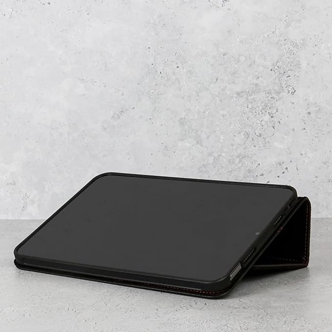 Casemade Real Leather Case Compatible with iPad mini 7 (A17 Pro) / 6th Gen (2021) - Full-Grain Leather Cover, Auto Sleep/Wake, Dual Stand Position (Black)