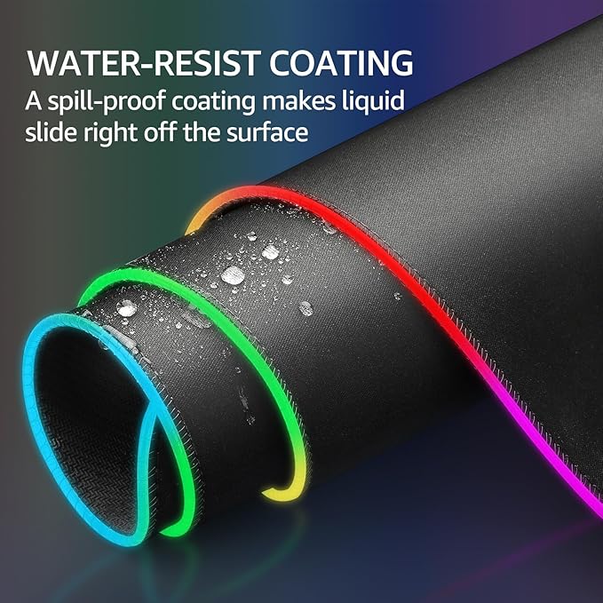 KTRIO RGB Large Gaming Mouse Pad Desk Mat, Superior Micro-Weave Cloth, Non-Slip Rubber Base, Stitched Edges, Water-Resistant, for Gamer, Office & Home, 35.4 x 15.7 in