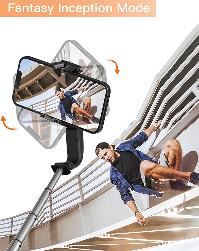 hohem iSteady Q Gimbal Stabilizer for Smartphone, 1 Axis Selfie Stick Tripod with Face Tracking, 360° Rotation, 4 in 1 Portable Phone Tripod w/Extendable Stick for iPhone 14/Android Video Recording