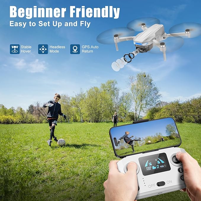 Oddire Drones with Camera for Adults 4K, GPS Auto Return, Waypoint Flight, Orbit Fly, GPS Follow, Gesture Control, Foldable Drone with Brushless Motor, 249g Light, 48 Mins Flight Time with 2 Batteries