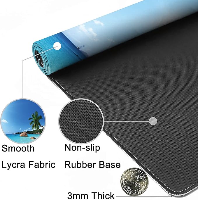 Ocean Desk Mat,ANSE Lazio Beach at Praslin Island Extended Gaming Mouse Pad,Large Non-Slip Rubber Base Mousepad with Stitched Edges,Waterproof Mouse Mat Desk Pad for Office Game Home 35.4x15.75 in