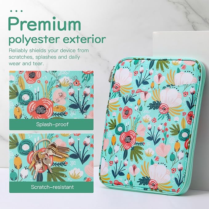Dadanism 9-11" Tablet Sleeve Bag Carrying Case for iPad (A16) 11th Gen 11", iPad 10th Gen 10.9" Air 5/4, iPad Air M4/Pro 11", iPad 9/8/7th, Galaxy Tab A11+ Plus 11", Remarkable 2 10.3",Grass + Flower