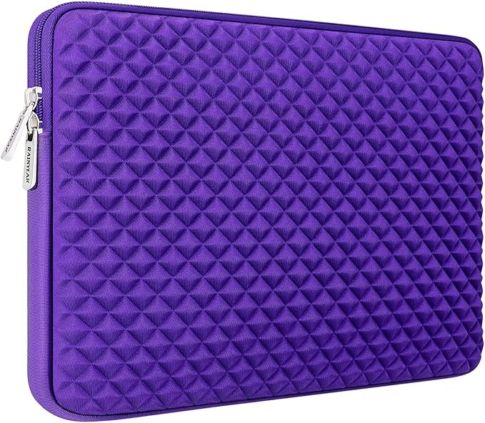 RAINYEAR 14 Inch Laptop Sleeve Diamond Foam Shock Resistant Neoprene Padded Case Fluffy Lining Zipper Cover Bag Compatible with 14" Notebook Computer Chromebook Tablet Ultrabook (Purple)