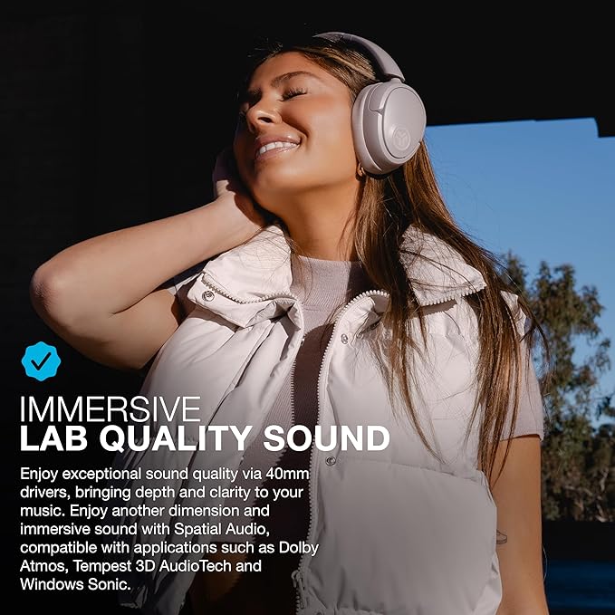 JLab JBuds Lux ANC, Over Ear Headphones, Active Noise Cancelling, Bluetooth, Mauve