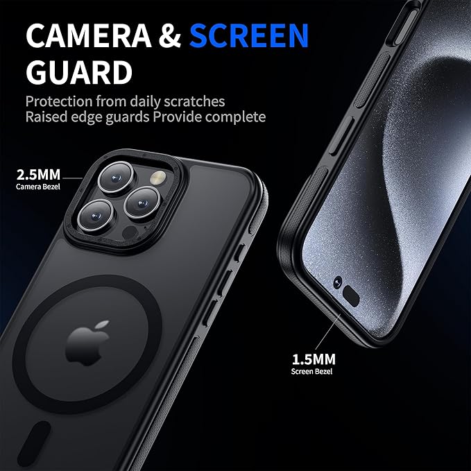 Strong Magnetic Case for iPhone 16 Pro Max [2 Tempered-Glass Screen Protectors] Compatible with MagSafe Shockproof Slim Thin Cover 6.9 inch 16 Pro Max Phone Case,Black Set