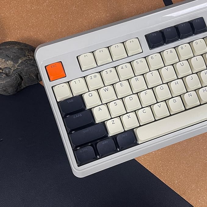 Womier Low Profile Keycaps - PBT Shine Through Keycaps 60 65 75 100 Percent, Retro Keyboard Key caps Full Size for Cherry Gateron MX Switches Mechanical Keyboard, Retro Carbon Color