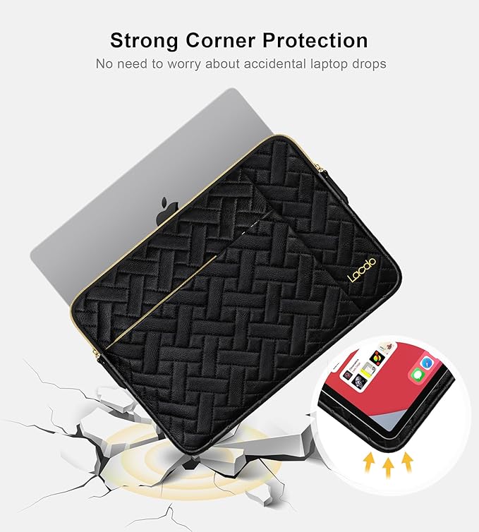 Lacdo 13 Inch Laptop Sleeve Case for 13 inch MacBook Air M5 A3449 (2026), M4 A3240 2025, M3 A3113, M2 A2681, M1 A2337 A2179 A1932 | 13 inch MacBook Neo A18 Pro A3404 (2026) Computer Bag, Elegant Black
