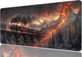 Train Mouse Pad Large Snow Mountain Lava Flow Ancient Bridge Large Mousepad Extended Laptop Keyboard Mat Gaming Desk Pad Mouse Mat Compatible with Computer, Laptop, and Keyboard 31.5x11.8 Inch