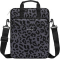 MOSISO 12.9 inch Tablet Sleeve Bag for iPad Pro 13 M4&iPad Air 13 M3 M2,iPad Pro 12.9 M2 M1 6/5th,Surface Laptop Go 12.4,Galaxy Tab S8+/S9+ 12.4, Leopard Grain Tablet Shoulder Bag with 3 Pockets,Black