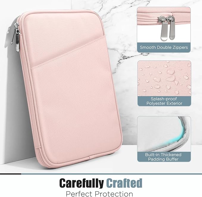 TiMOVO 13 Inch Tablet Sleeve with Pocket for iPad Air 13" M3 2025, iPad Pro 13"/12.9", Galaxy Tab S9/S10 Plus/S9 FE+ 12.4", Remarkable Paper Pro 11.8", Pink