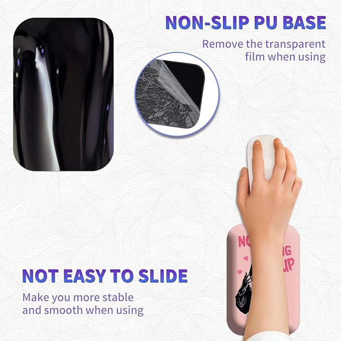 Large Mouse Pad Set, Desk Mat + Elbow Rest Pad + Coaster, Easy Typing Pain Relief, Ergonomic Arm Rest Pad with Memory Foam, Extended Desk Pad Anti-Slip Rubber Base for Office Home, Pink Ghostface