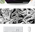 Gaming Mouse Pad, Grey Black White Big Desk Pad for Keyboard and Mouse, Extended 35.5" X 15.75" in Computer Keyboard Mouse Mat 3mm Thick XXL Rubber Mousepad for Laptop Gamer, Swirl Marble