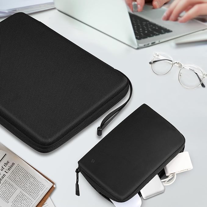 FINPAC Hard Laptop Sleeve with Accessory Pouch Compatible with 15.3 inch MacBook Air M5/M4/M3/M2 (2026-2023), 16.2 inch MacBook Pro M5/M4/M3/M2 Pro/Max, Waterproof Case for Surface Laptop/Book, Black