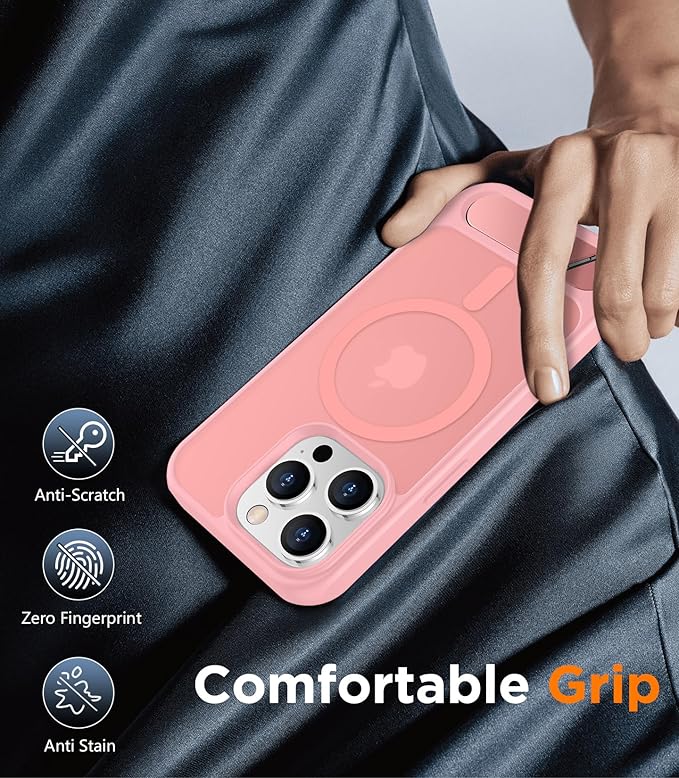 Magnetic Compatible with iPhone 13 Pro Max Case, [Built-in Invisible Kickstand][Compatible with MagSafe][Military Grade Shockproof] Slim Translucent Matte Phone Case for iPhone 13 Pro Max 6.7"