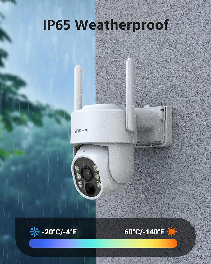 ANNKE 2.5K Wireless Security Camera Outdoor, 5MP 2-Cam Kit Solar Surveillance System, PIR Human Detection, 360° Pan&Tilt, Compatible with Alexa, Color Night Vision, No Monthly Fee, 64GB Memory Card