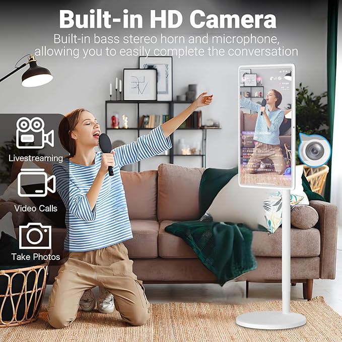 21.5" 24" 27" 32" Smart Mobile Monitor Portable Touch Screen TV with 8MP/13MP Camera Entertainment Display(4+64GB,27IN)