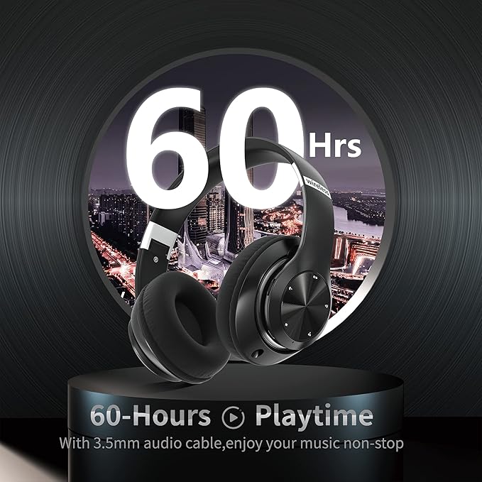 Headphones Wireless Bluetooth with Mic, Wireless Headphones Over Ear with Hi-Fi Audio Deep Bass,3.5MM Cable,Soft-Earpads (NO ANC)