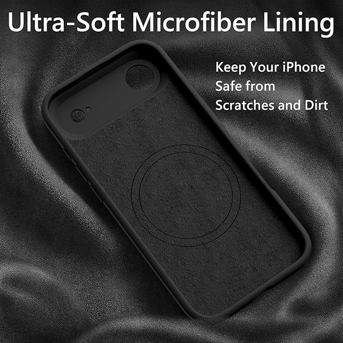 FireNova Magnetic for iPhone Air Case, Compatible with MagSafe, [Integrated Silicone Camera Control Button] [Camera Protection] Microfiber Lining Phone Case for iPhone 17 Air, 6.5", Black