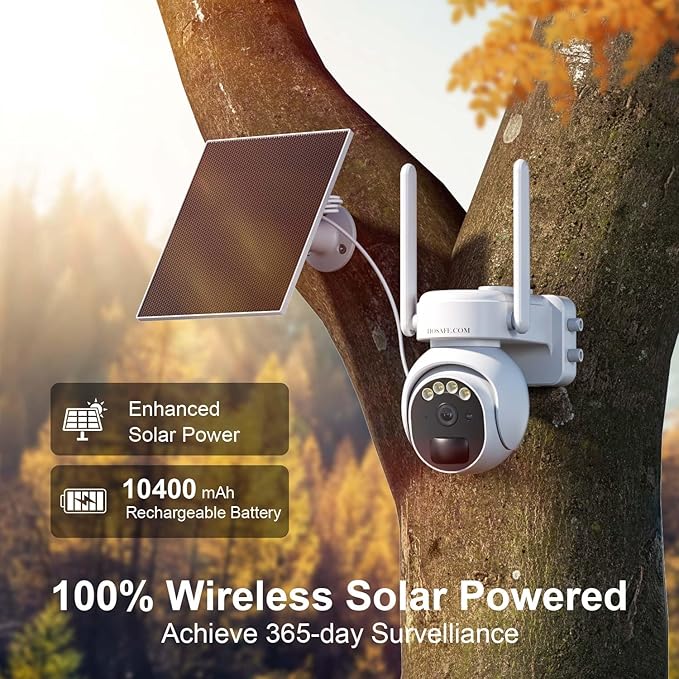 4G LTE Cellular Security Camera Outdoor, Off Grid Security Camera No WiFi Solar Powered, 360° PTZ Solar Camera Outdoor Wireless, 2K HD, PIR Motion Sensor, Free Cloud Storage (Need to Apply), 2 Packs