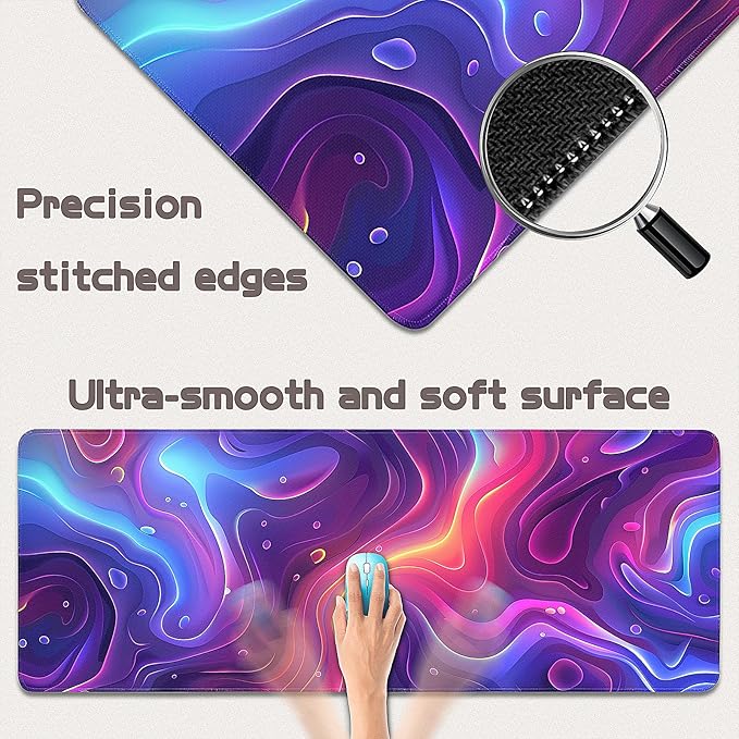 Gaming Mouse Pad - (31.5"×11.8") Topographic Large Mouse Pads for Desk - Desk Mat for Keyboard and Mouse with Non-Slip Base, Desks Pad Matfor Game/Office & Home