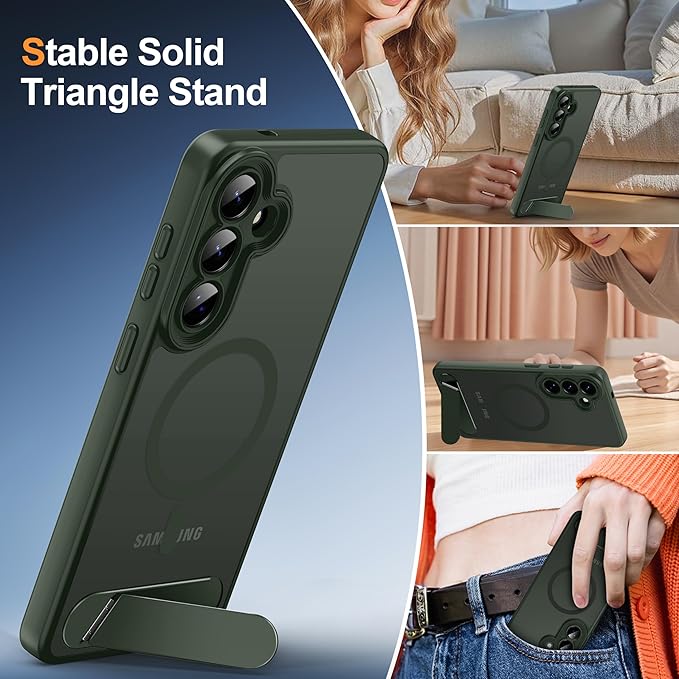 Magnetic for Samsung Galaxy S26+ Plus Case, [Compatible with MagSafe][Full Camera Protection][Built-in Invisible Kickstand] Translucent Matte Phone Case for S26 Plus 6.7" - Green