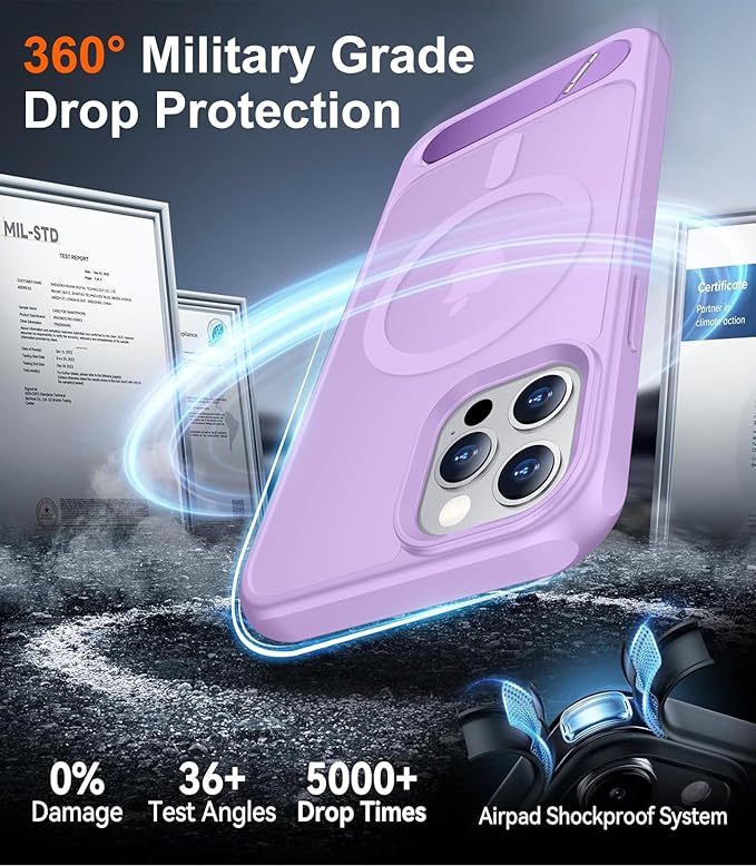 Magnetic Compatible with iPhone 12 Case & iPhone 12 Pro Case, [Built-in Invisible Kickstand][Compatible with MagSafe][Military Grade Shockproof] Slim Translucent Matte Phone Case 6.1"