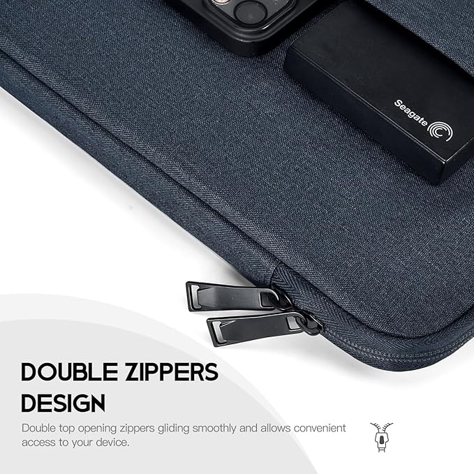 Portable Monitor Sleeve 15.6 16.1 inch, Padded Shockproof Carrying Case Bag for 15.6-16.1 inch Portable Display Monitors, Water-Resistant Laptop Bag Cover with Accessory Pocket -Navy Blue