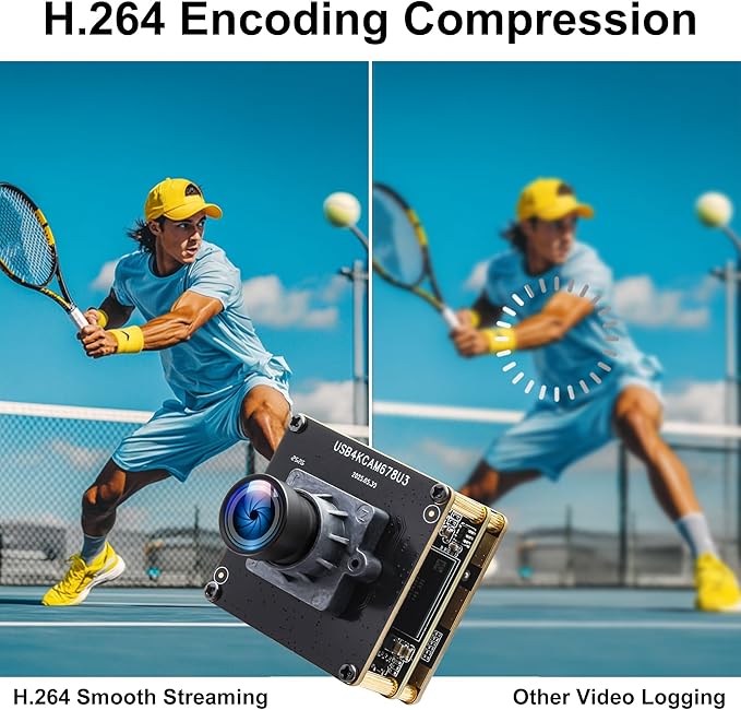 4K HDMI USB3.0 Simultaneous Output Camera, H.264 High Speed 60fps Low Illumination Color Webcam, 100° Wide Angle No Distortion Lens, Plug & Play for Windows Linux Android
