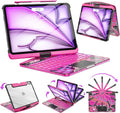 SIBEITU Clear Wireless Keyboard Case for iPad Air 13-inch M4/M3/M2 (2026/20252024) & iPad Pro 12.9-inch 6th 5th 4th 3rd Gen, Precision Trackpad & 7-Color Backlit, Pencil Holder, 360°Rotatable, Pink