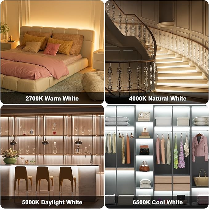 PAUTIX COB LED Strip Light White CCT Tunable 1920LEDs Super Bright,9.84ft Dimmable 2700K-6500K 24V LED Tape Light with UL-Listed Power Supply,for Under Cabinet Bedroom Kitchen TV Mirror DIY Lighting