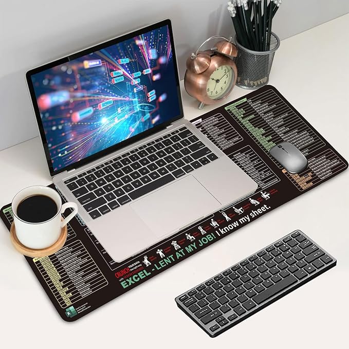 Excel/Word/Power Point/Windows Mouse Pad, Excel Shortcut Keys Mouse Pad - Extended Large XL Cheat Sheet Gaming Mousepad,Non-Slip Stitched Edge Large Gaming Desk Pads,Office Keyboard Mat, 31.5"x11.8"