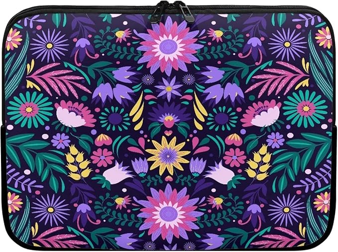 Mandala Flower Laptop Protective Sleeve for Women 10 inch Lap Top Case Portable Computer Sleeve Laptop Protector Zippered Pouches Gifts for Girls Boys Purple