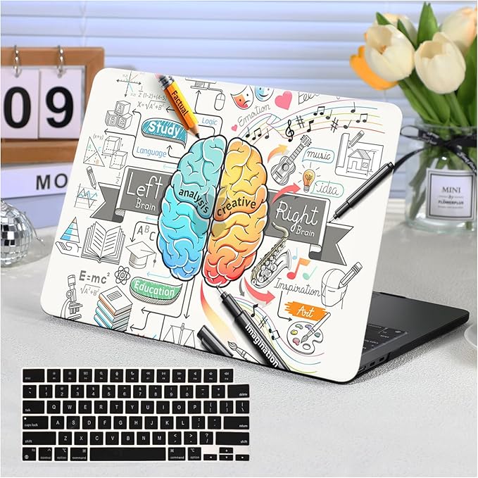 Funut for MacBook Air 13 inch Case M5 M4 M3 M2 2026 2025-2022 A3449 A3240 A3113 A2681, Funut Plastic Laptop Hard Shell Case & Keyboard Cover for M5 MacBook Air 13 inch, 11Cartoon Brain