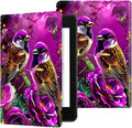 for Case for 6" Kindle 10th Generation 2019 Release (Model No J9G29R) E-Reader Case, Slim Kickstand Stand Leather Smart Cover with Auto Wake/Sleep, 2 Hummingbird Flowers