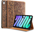 Gexmil Case for iPad mini 7 (A17 Pro) 2024, iPad mini 6 Generation, Genuine Leather 8.3 Inch Case 2021 Cover,Anti Fingerprint/Slip,Cowhide Folio Cover Auto Sleep/Wake with Adjustable Stand,Brown
