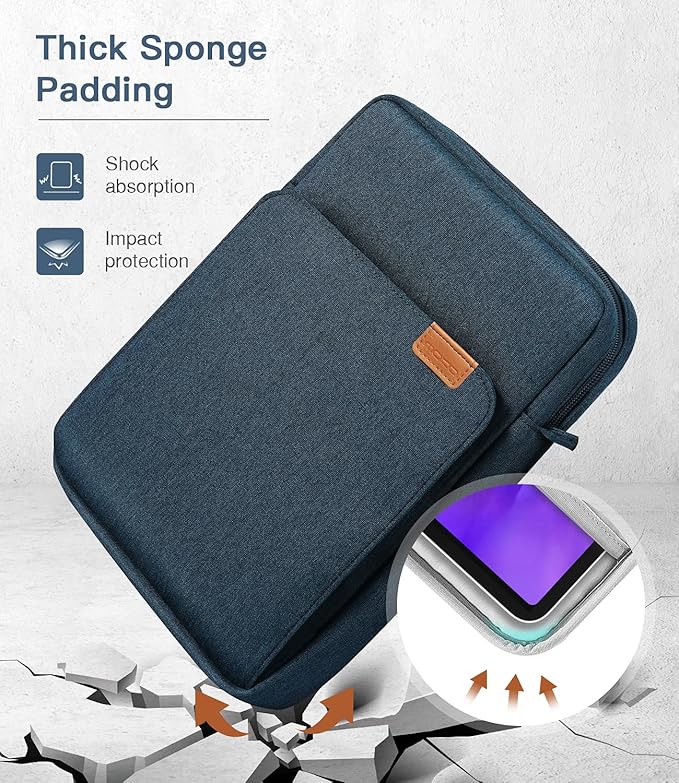 MoKo 9-11 Inch Tablet Sleeve Bag Handle Carrying Case with Shoulder Strap Fits iPad Pro/Air/A16 11 inch,iPad 10th 10.9,i-Pad 9/8/7th 10.2,iPadAir 5/4th 10.9,i-Pad 9.7,Tab S8/S9 11", Indigo