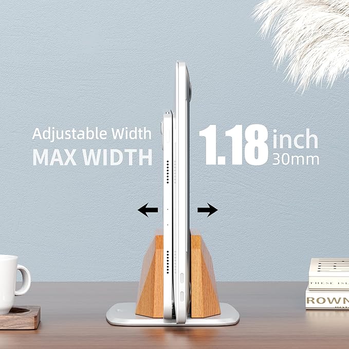 AFOOYO Vertical Laptop Stand - Wooden Adjustable Laptop Holder,Desktop Dock Compatible with All MacBook, Surface,Chromebook,Dell & More(Beechwood)