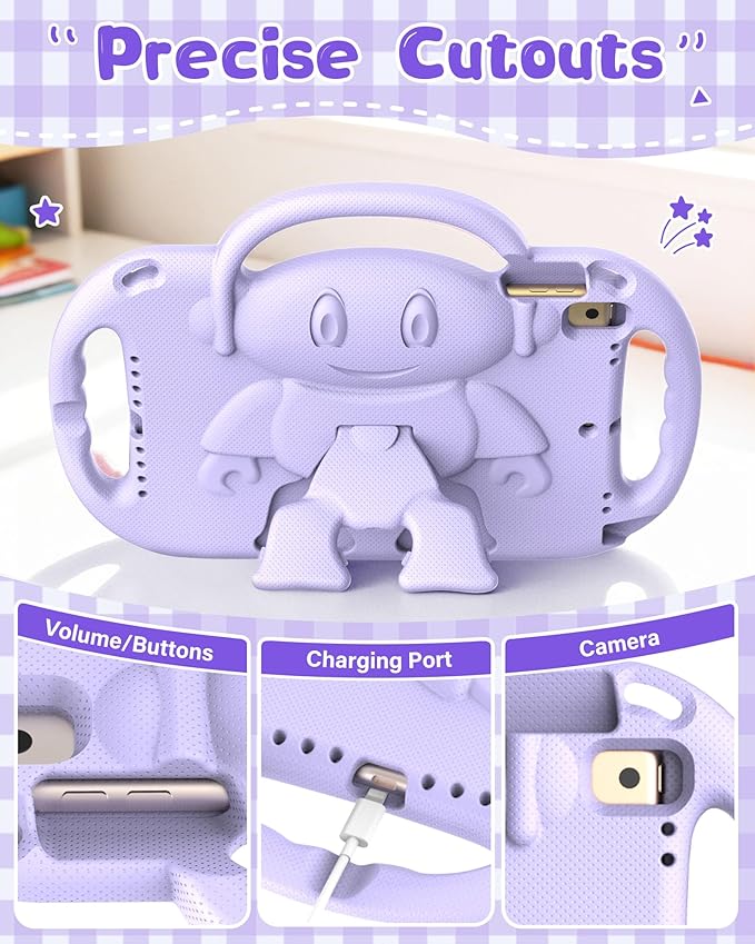 Kids Case for iPad 9th/8th/7th Generation (10.2 inch,2021/2020/2019), Kids Case for iPad Air 3rd Gen 10.5"/Pro 10.5, Durable Shockproof Cover with Shoulder Strap/Handle/Kickstand, Light Purple
