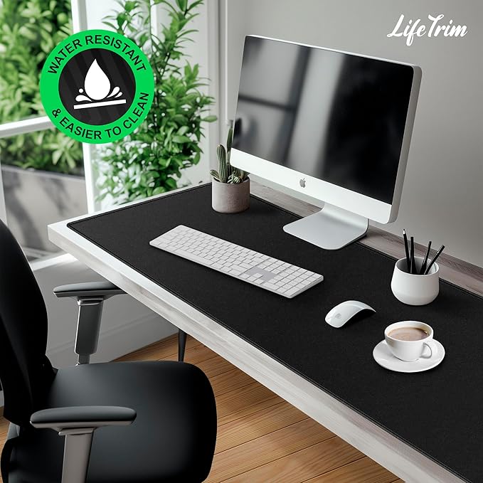 LifeTrim 55” x 23” XXL Mouse Pad Gaming 5mm Thick Extended Keyboard Mat Full Desk Cover Pad XXL Mat Giant Extra Large Gaming Mouse Pad XXXL Mousepad Black Large Desk Mats Deskpad