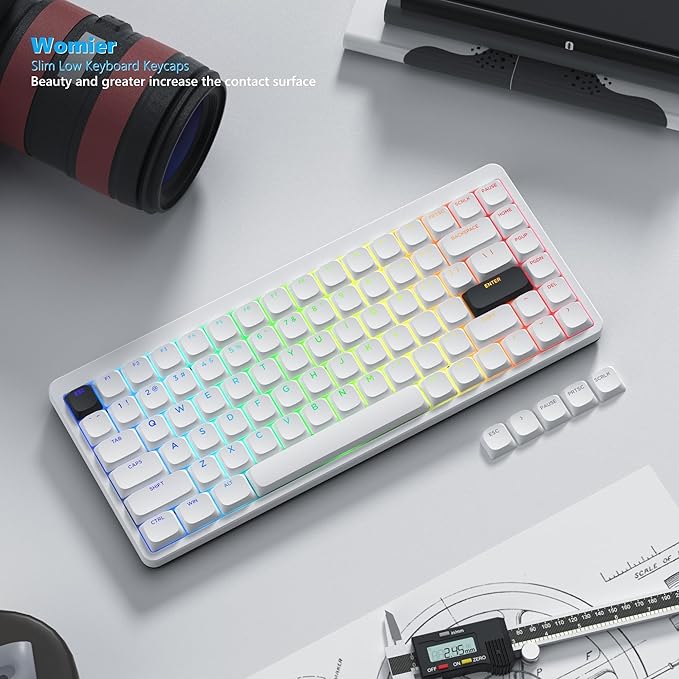 Womier Keycaps, Low Profile Keycaps, Shine Through Custom PBT Keyboard Key caps for 60% 65% 75% 80% 100% Cherry Gateron MX Switches Mechanical Keyboard,White Backlight