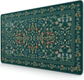 iCasso Green Aesthetic Flower Mouse pad for Laptop, Vintage Desk Matt for Desktop 13.7"x23.6", Anti-Slip Mousepad with Stitched Edges for Laptop Computer Keyboard(Deep Green)