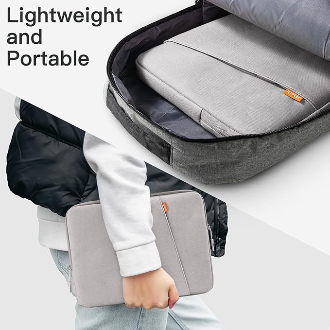 JETech Laptop Sleeve for 13-14Inch MacBook Neo (A18 Pro), MacBook Air/Pro (M1-M5) 2020-2026, 13-13.6 Inch Notebook, Waterproof Shock Resistant Bag Case with Accessory Pocket (Light Grey)