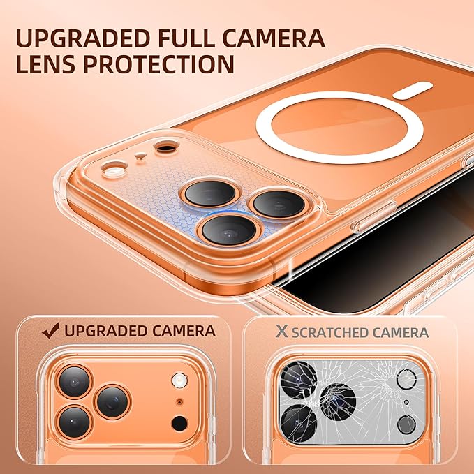 BERFY for iPhone 17 Pro Max Case, Compatible with MagSafe, Built-in Privacy Screen Protector, Camera Protection, Shockproof Full Body Phone Case 6.9", Clear