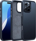 TORRAS Upgraded for iPhone 16 Pro Case Aramid Fiber Back/Black Edge | Compatible with MagSafe, Military Grade Drop Protection, Stronger Magnetic, Shockproof Airbag, Color Button, Slim Anti-Scratch | Upgraded, Stronger Magnetic, Shockproof, Slim