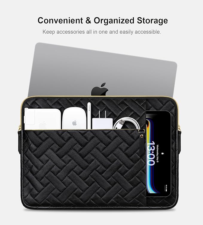 Lacdo Laptop Sleeve Case for 14 inch New MacBook Pro M5 Pro/Max A3426 A3427 (2026), M5/M4/M3/M2/M1 A3434 A3112 A3401 A3185 A2918 A2992 A2779, 13.8 inch Surface Laptop 7th Computer Bag, Elegant Black