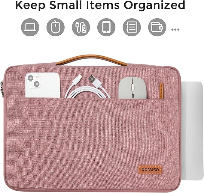 DOMISO 16-17 inch Laptop Sleeve Protective Case Cover Compatible with 16 inch 17 inch HP Dell ASUS Lenovo Chromebook,Waterproof Computer Cases Bag with Handle,Pink
