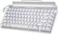 Retro Typewriter Wireless Mechanical Gaming Keyboard, Bluetooth 5.0 Office Computer Vintage Keyboards 83-Key Blue Switches Punk Round Keycap, LED Backlight, Compatible with PC/Laptop/Pad/Phone, White