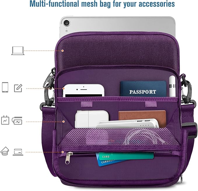 FINTIE 11 Inch Tablet Sleeve Case, Briefcase Shoulder Bag for 11" iPad (A16) 2025, Air M3 M2 2025/2024, 10.9" iPad 10th Gen, 10.9" Air 5/4, Galaxy Tab, Purple