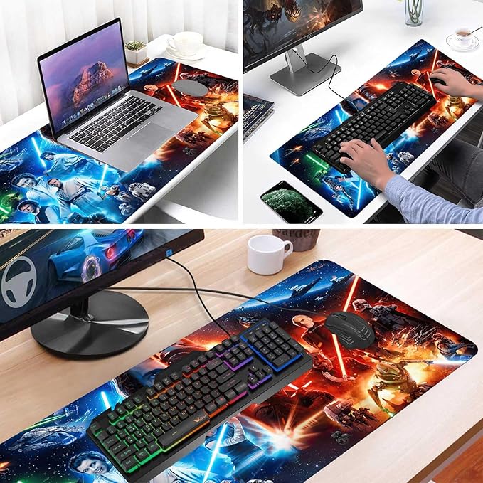 Large Gaming Mouse Pad XXL,Extended Large Gaming Mousepad,Desk Accessories,Office Supplies,Office Decor,Non-Slip Rubber Base and Stitched Edges Desk Pad for Computer Game Office Work,31.5"x15.7"